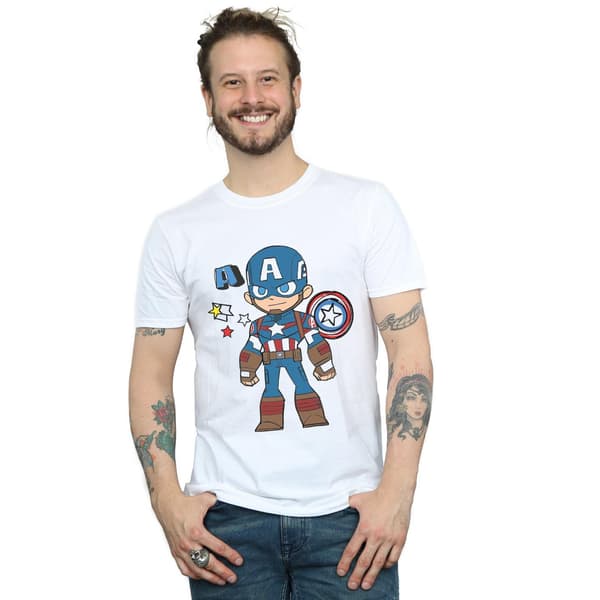 Marvel Herr Captain America Sketch T-shirt M Vit White M