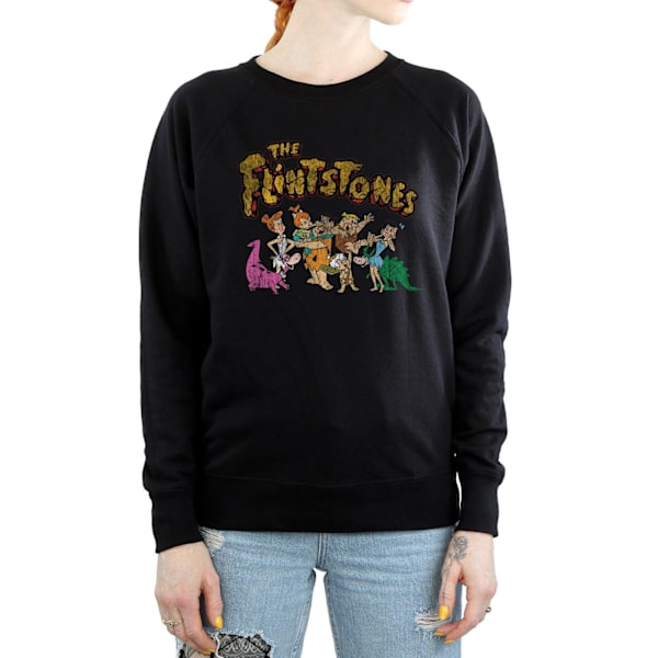 The Flintstones Dam/Damer Grupp Distressed Sweatshirt M Bla Black M