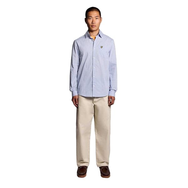 Lyle & Scott Herrskjorta Microrutig Vävd XL Kritblå Chalk Blue XL
