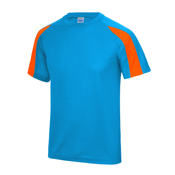 Just Cool Mens Contrast Cool Sports Plain T-Shirt S Sapphire Bl Sapphire Blue/ Electric Orange S