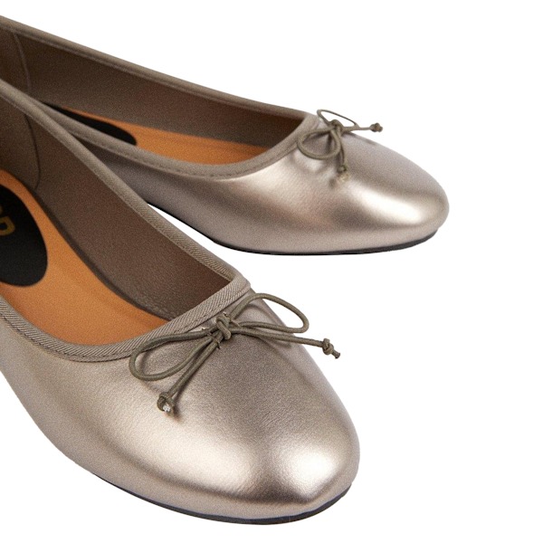 Dorothy Perkins Dam/Dam Phoebe Bow Platta Ballerinaskor 6 UK Silver 6 UK