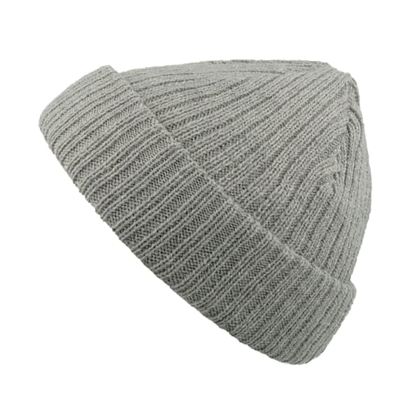 Atlantis Unisex Docker Short Beanie Med Uppvik En Storlek Grå Grey Melange One Size