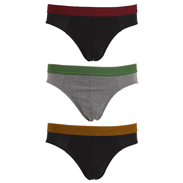 Tom Franks herrbriefs underkläder med randig midja (3-pack) Orange/Red/Green Large