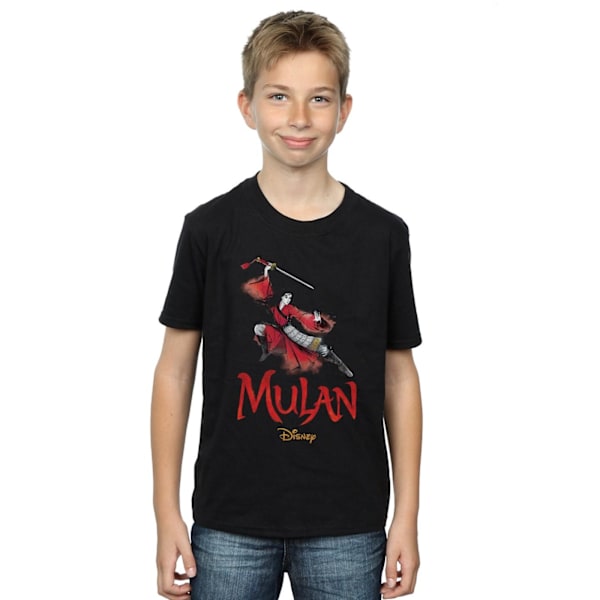 Disney Boys Mulan Movie Pose T-Shirt 7-8 år Svart Black 7-8 Years