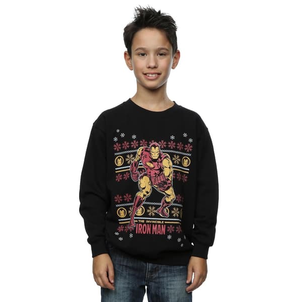 Marvel Pojkar Iron Man Fair Isle Jultröja 9-11 År Black 9-11 Years