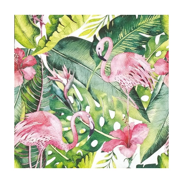 Anniversary House Tiflair 3-lagers Flamingo & Hibiscus engångsservetter Green/Pink One Size