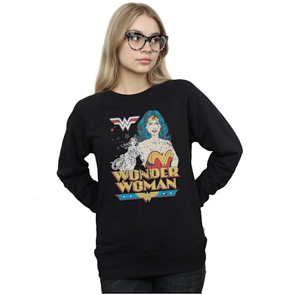 DC Comics Dam/Kvinnor Wonder Woman Poserar Sweatshirt M Svart Black M