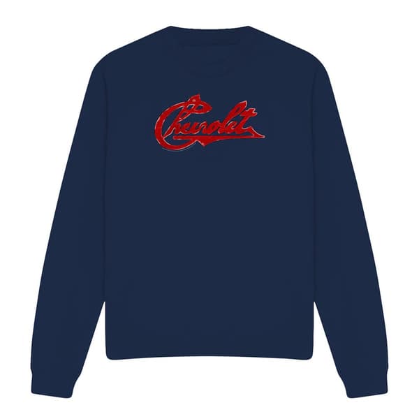 Chevrolet Unisex Vuxen Script Distressed Sweatshirt L Marinblå Navy L