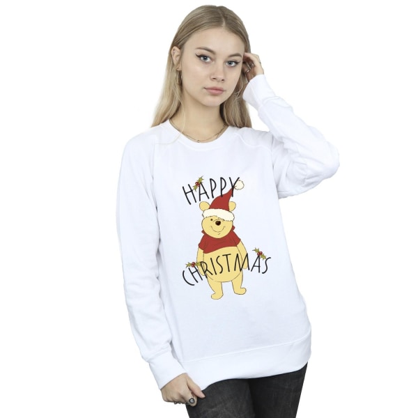Disney Dam/Damer Winnie The Pooh Happy Christmas Holly Sweatshirt White 4XL