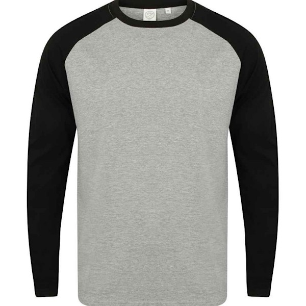 Skinni Fit herr långärmad baseball T-shirt XS Heather Grey/B Heather Grey/Black XS