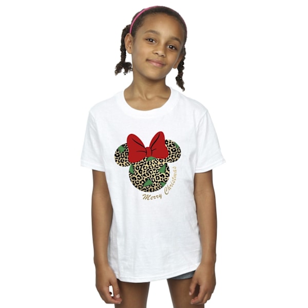 Disney Girls Minnie Mouse Leopard Jul Bomull T-shirt 3-4 White 3-4 Years