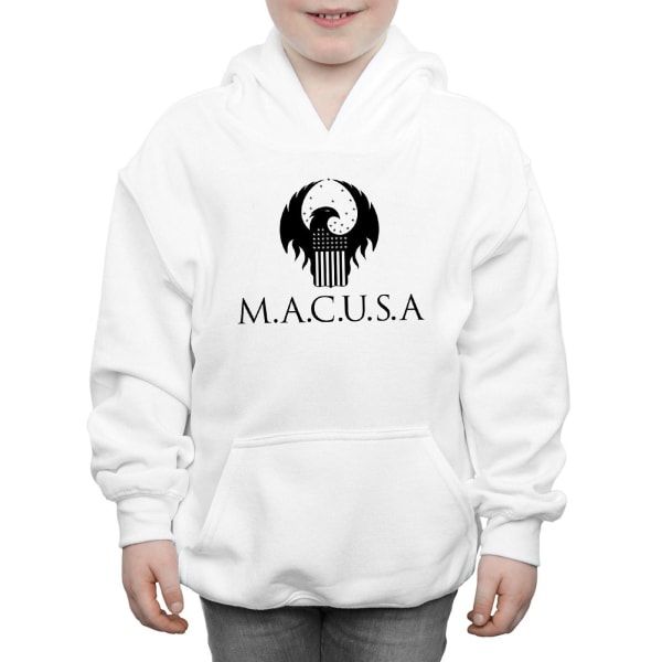 Fantastic Beasts Boys MACUSA Logo Hoodie 9-11 år Vit White 9-11 Years