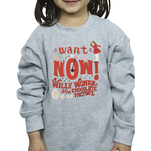 Willy Wonka Flickor Verruca Salt Jag Vill Ha Den Nu Sweatshirt 7-8 År Sports Grey 7-8 Years