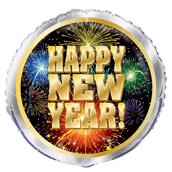 Unik festlig Happy New Year rund folie ballong en storlek flerfärgad Multicoloured One Size