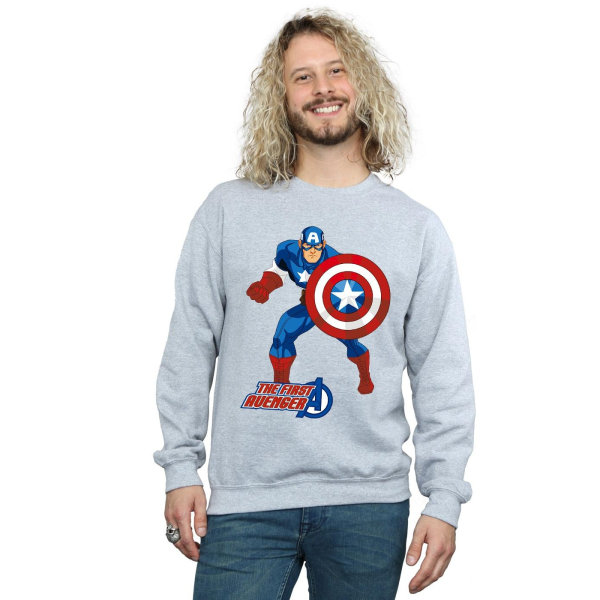 Captain America Unisex Vuxen The First Avenger Sweatshirt L Spo Sports Grey L