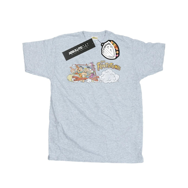 The Flintstones Herr Familjebil Distressed T-Shirt S Sports Grå Sports Grey S