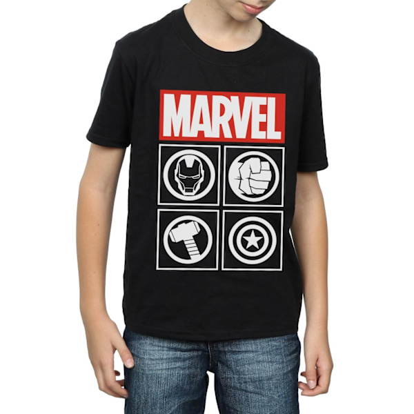 Marvel Boys Avengers Icons T-shirt 12-13 år Svart Black 12-13 Years