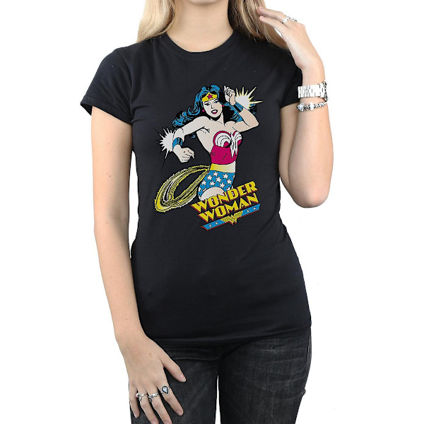 Wonder Woman Dam/Kvinnor Lasso Bomull T-shirt M Svart Black M