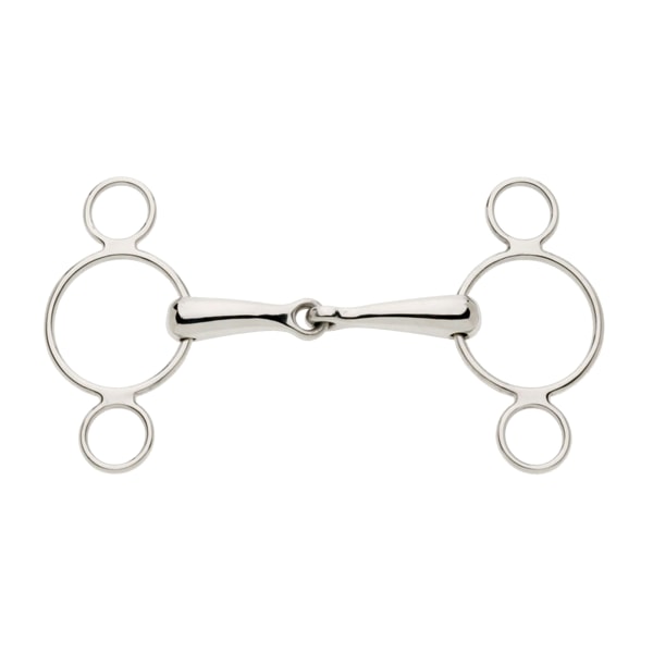 Lorina Single Jointed 2 Ring Continental Horse Gag 5in Silver Silver 5in