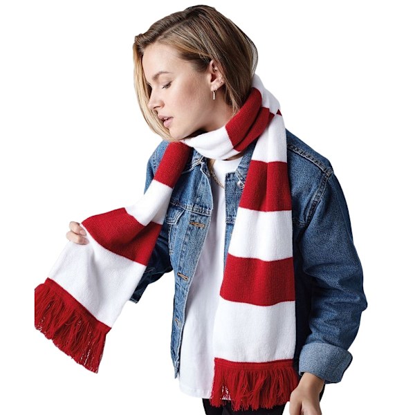 Beechfield Varsity Unisex Vinterhalsduk (Dubbelstickad) En Classic Red / White One Size