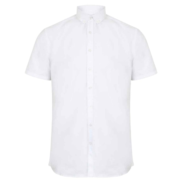 Henbury Herr Modern Kortärmad Oxford Skjorta 4XL Vit White 4XL