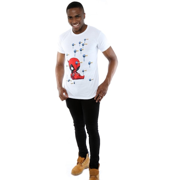 Marvel Herr Deadpool Cartoon Knockout T-Shirt M Vit White M