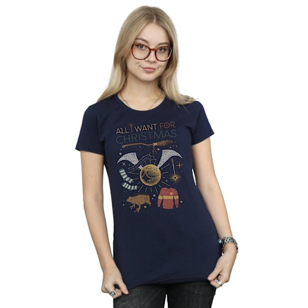 Harry Potter Dam/Dam All I Want For Christmas Bomull T-Sh Navy Blue XL