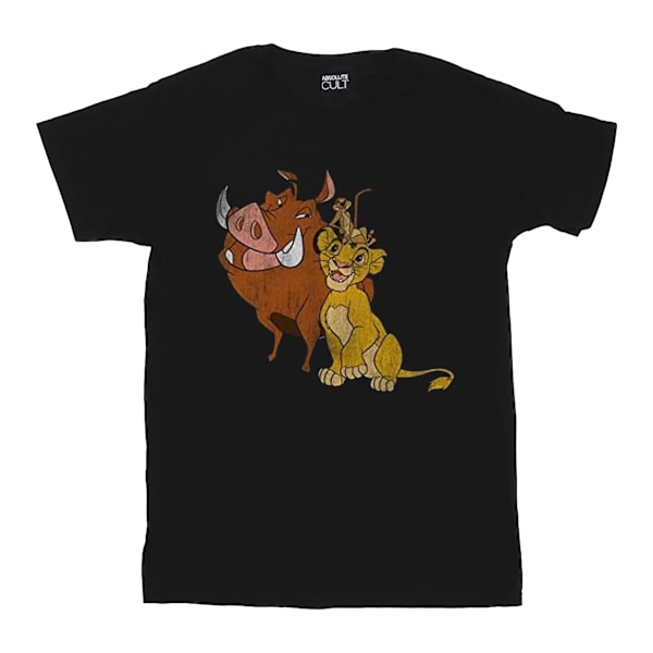 Lejonkungen Pojkar Simba, Timon Och Pumbaa Bomull T-shirt 7-8 År Black 7-8 Years