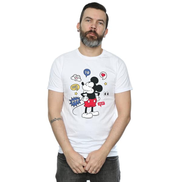 Disney Herr Mickey Mouse Tunga Ut T-Shirt L Vit White L