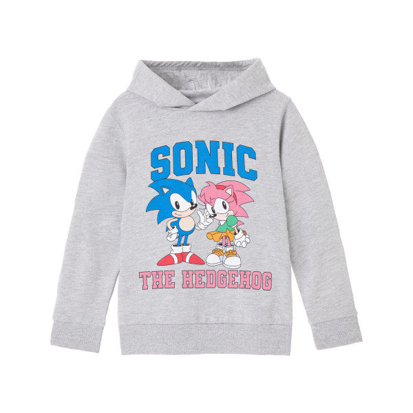 Sonic The Hedgehog Girls Collegiate Sonic & Amy Hoodie 5-6 år Grey Marl 5-6 Years