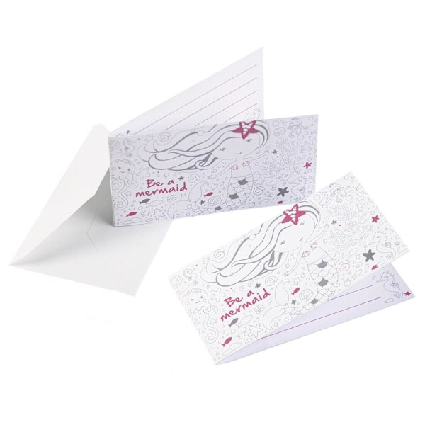 Amscan Be A Mermaid Kortinbjudningar (Förpackning om 8) One Size Vit White/Grey/Pink One Size