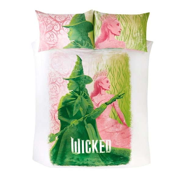Wicked Vändbart Påslakanset Elphaba och Glinda Dubbel Nål Pink/Green Double