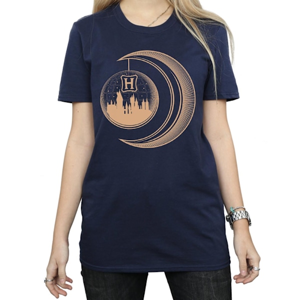 Harry Potter Dam/Damer Hogwarts Moon Bomull Boyfriend T-Shi Navy Blue L