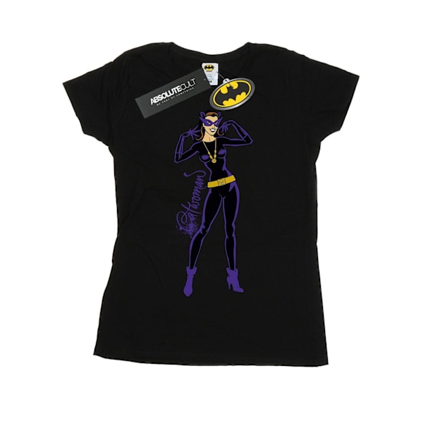 DC Comics Dam/Kvinnor Catwoman Happy Pose Bomull T-shirt S Svart Black S