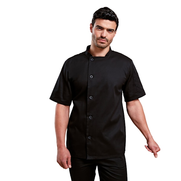 Premier Unisex Essential kortärmad kockjacka XL Bla Black XL