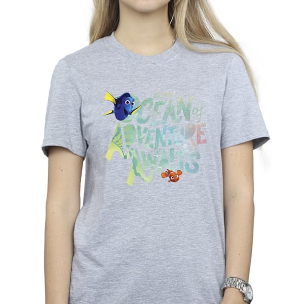 Disney Dam/Damer Finding Dory Ocean Of Adventure Bomull Pojkvän T-shirt Sports Grey XXL