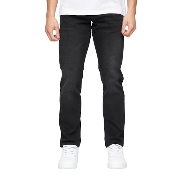 Crosshatch herr Cadman raka jeans 32R svart tvätt Black Wash 32R