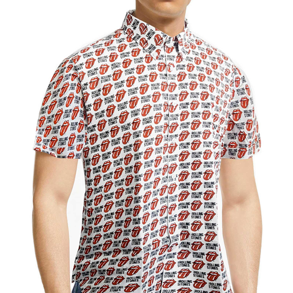 The Rolling Stones Unisex Vuxen Tunga All-Over Print Skjorta L W White L