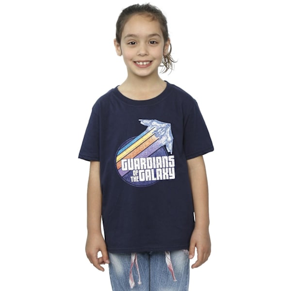 Guardians Of The Galaxy Girls Badge Rocket Bomull T-shirt 5-6 år Navy Blue 5-6 Years