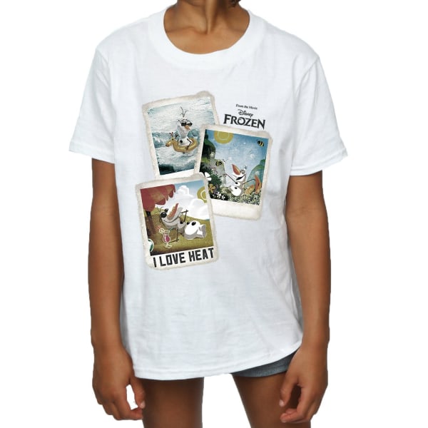 Frozen Girls Olaf Polaroid T-shirt bomull 7-8 år Vit White 7-8 Years