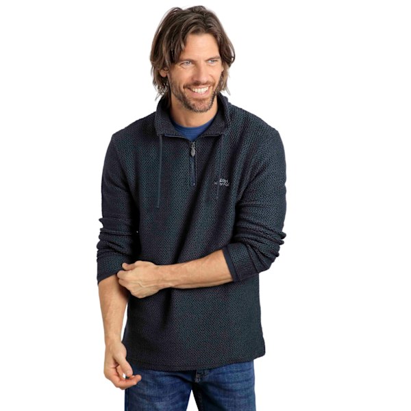 Weird Fish Herr Cruiser Macaroni Kvart Zip Tröja 5XL Marinblå Navy 5XL