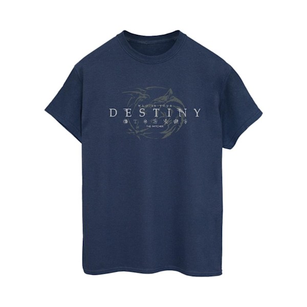 Netflix Dam/Damer The Witcher Wolf´s Destiny Bomull Boyfriend T-Shirt XL Marinblå Navy Blue XL