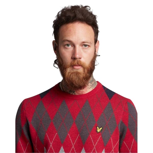 Lyle & Scott Herrtröja Argyle Stickad Rundhals S Röd Red S