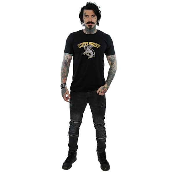 Harry Potter T-shirt i bomull för män, Hufflepuff, M, svart Black M