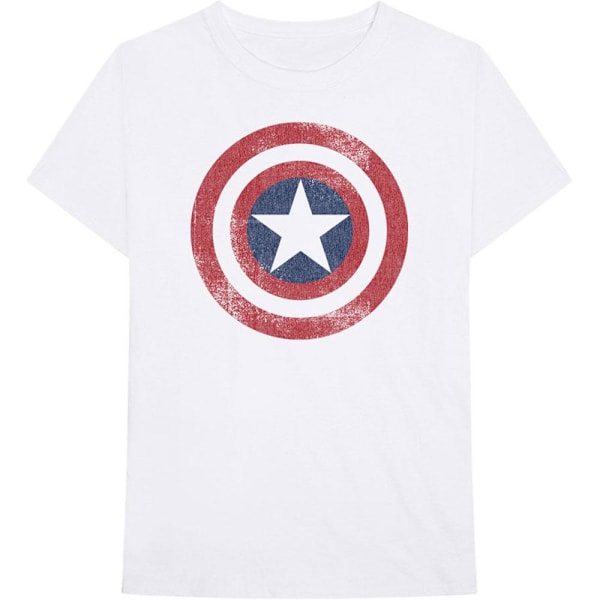 Captain America Unisex Vuxen Distressed Shield Bomull T-Shirt X White XXL