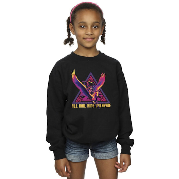 Marvel Girls Thor Love And Thunder All Hail Valkyrie Sweatshirt Black 7-8 Years