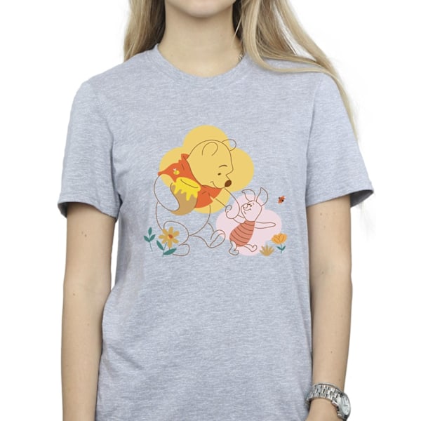 Disney Dam/Damer Winnie The Pooh Piglet Bomull Boyfriend T- Sports Grey S