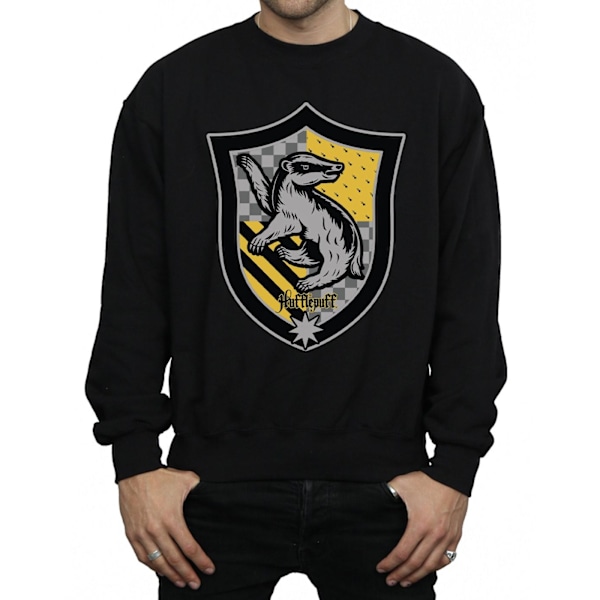 Harry Potter Herr Hufflepuff Crest Flat Sweatshirt M Svart Black M