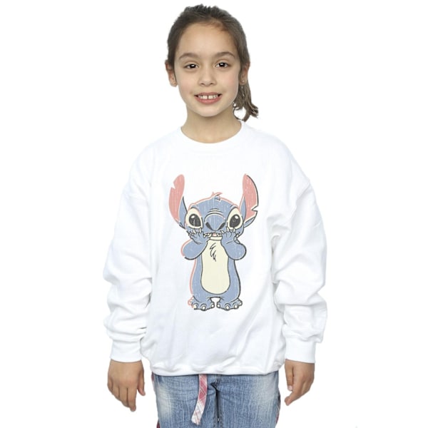 Disney Girls Lilo And Stitch Stor Tryck Sweatshirt 3-4 År Vit White 3-4 Years