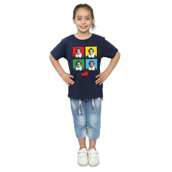 Elf Girls Four Faces Bomull T-shirt 7-8 år Marinblå Navy Blue 7-8 Years